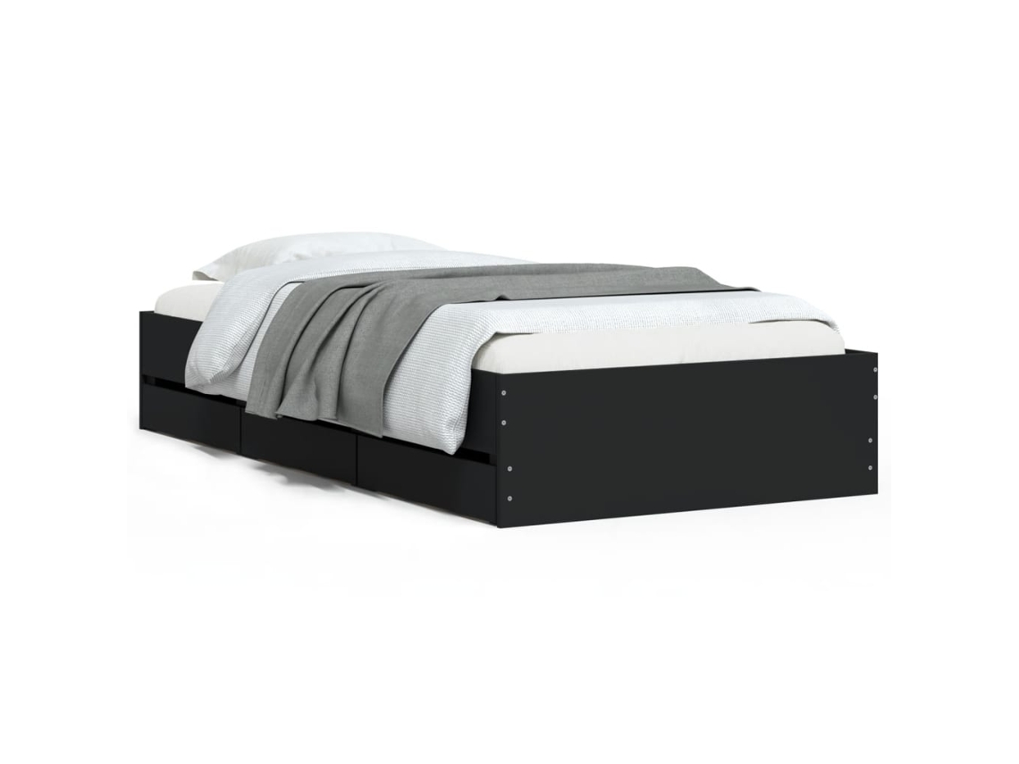 Bed Frame, Bed Frames Vidaxl Preto Madeira Processada (100 X 200 Cm)