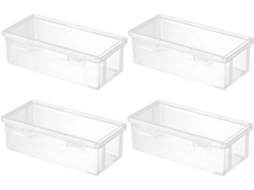 Estojos De Lápis Empilháveis Solustre, Em Plástico Transparente, Com 4 Peças, Grande Capacidade E Fecho De Pressão