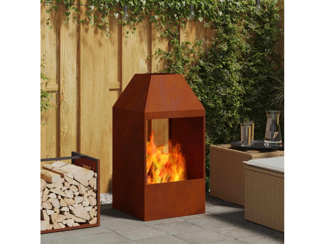 Vidaxl Bowl De Fogo Ferro Enferrujado 50 X 50 X 100 Cm Aço Corten