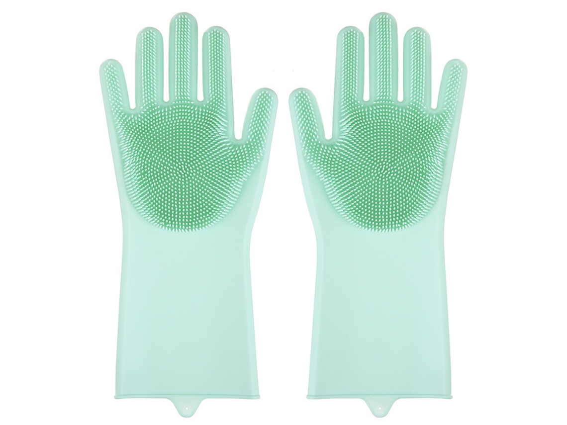 Luvas de Silicone com Cerdas para Lavar Louça | S/MARCA