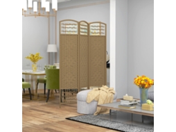 Biombo Dobrável de 3 Painéis com Corda de Papel, 120x170cm, Decoração Natural para Quarto.