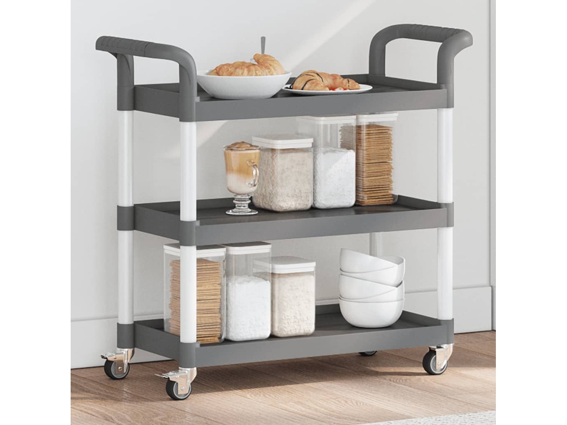Vidaxl Carrinho C/ 3 Prateleiras 77x34x72 Cm Alumínio Cinzento