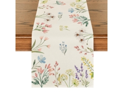 Caminho Mesa Floral – Passadeira Mesa – Individual Mesa – Linho – Bege – 33×180 Cm