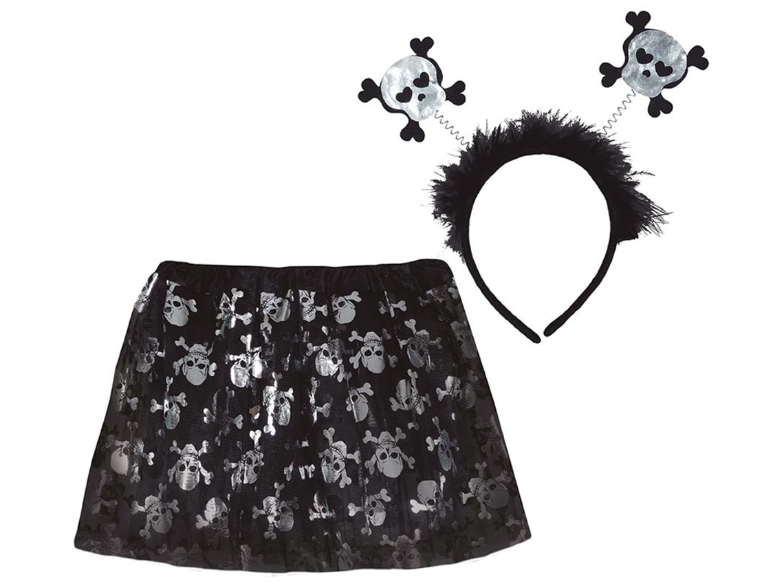 Kit Caveira Infantil Tutu e Tiara 30 cm