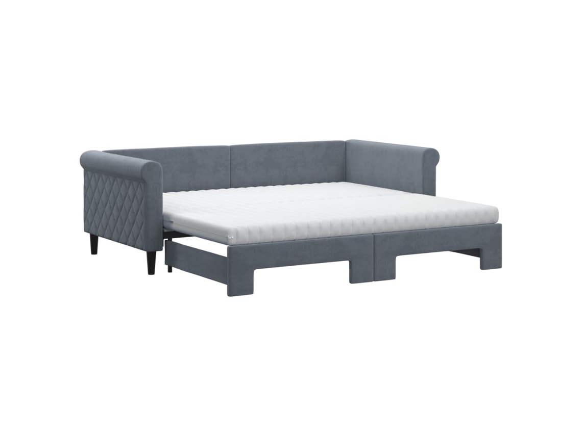 Sofá-cama Com Gavetão Vidaxl Cinzeto Veludo