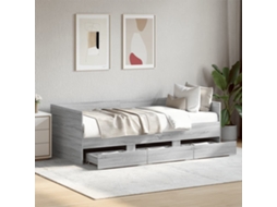 Sofá cama con cajones sin colchón 90x200 cm gris Sonoma