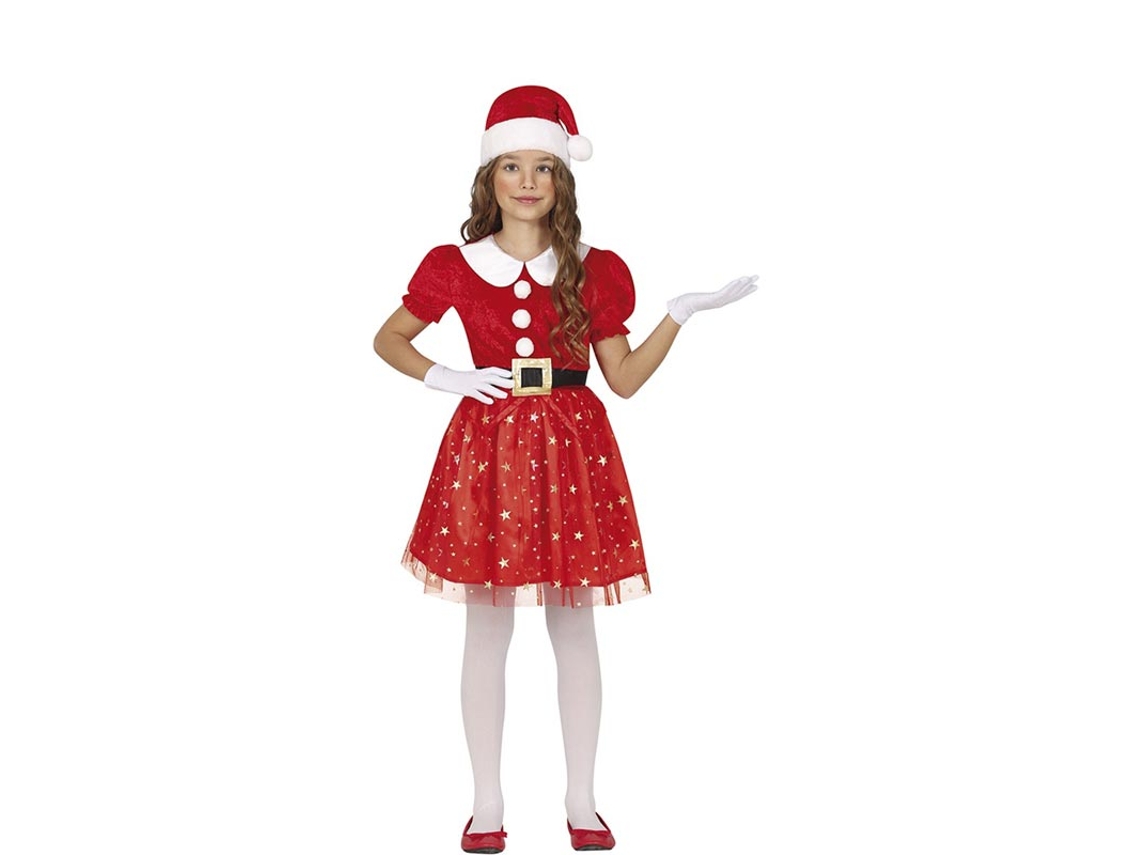 Fato de Papai Noel brilhante com cinto para menina