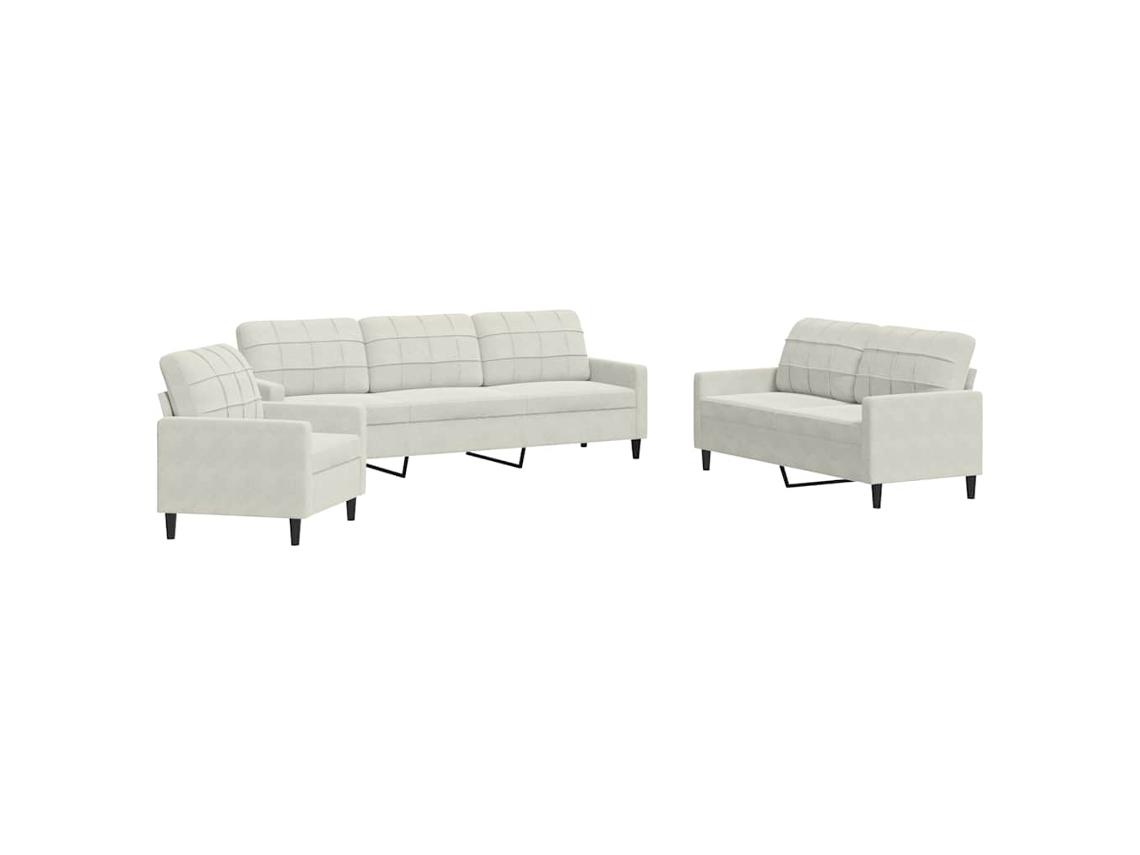 Conjunto de Sofás com Almofadões Veludo Cor Creme MAISON EXCLUSIVE