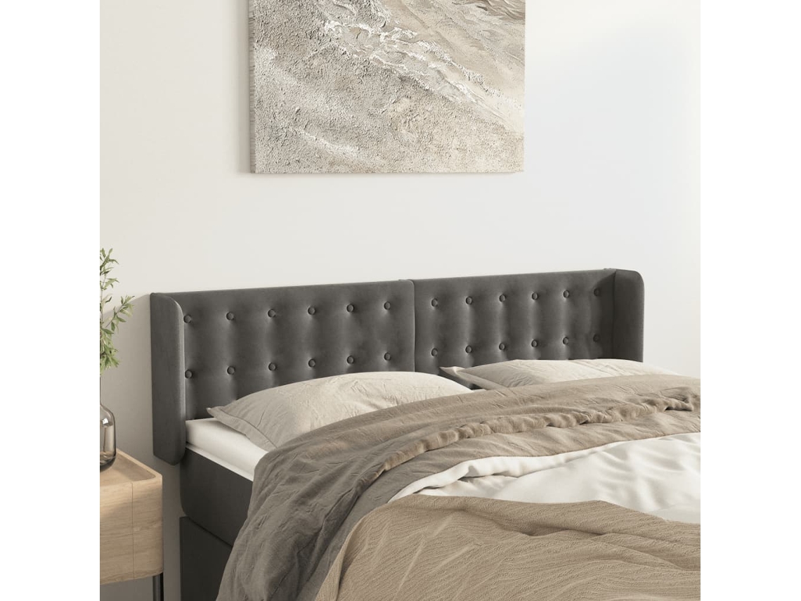 Vidaxl Cabeceira De Cama C/ Abas Veludo 147x16x78/88cm Cinzento-escuro