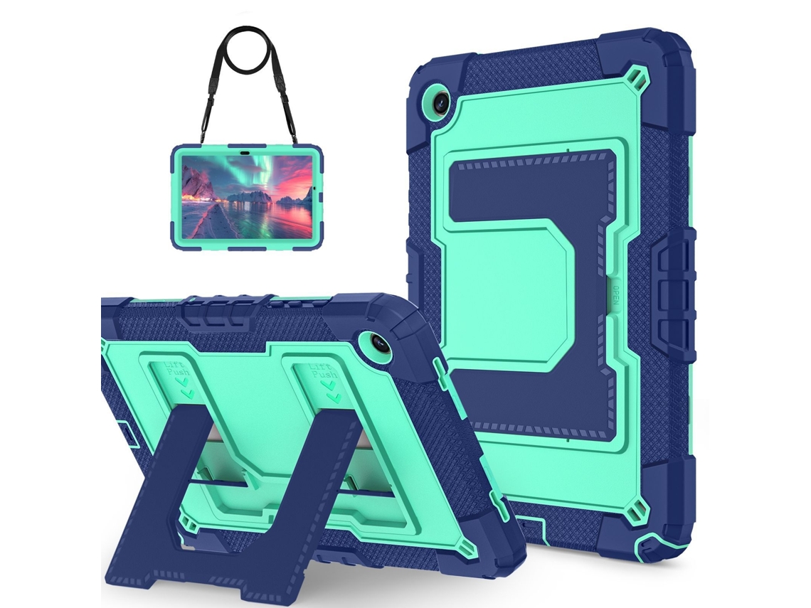 Tressino Capa Tablet Para Samsung Galaxy Tab A11 8.7 Polegadas 2025 Resistente A Choques Com Suporte, Azul E Verde