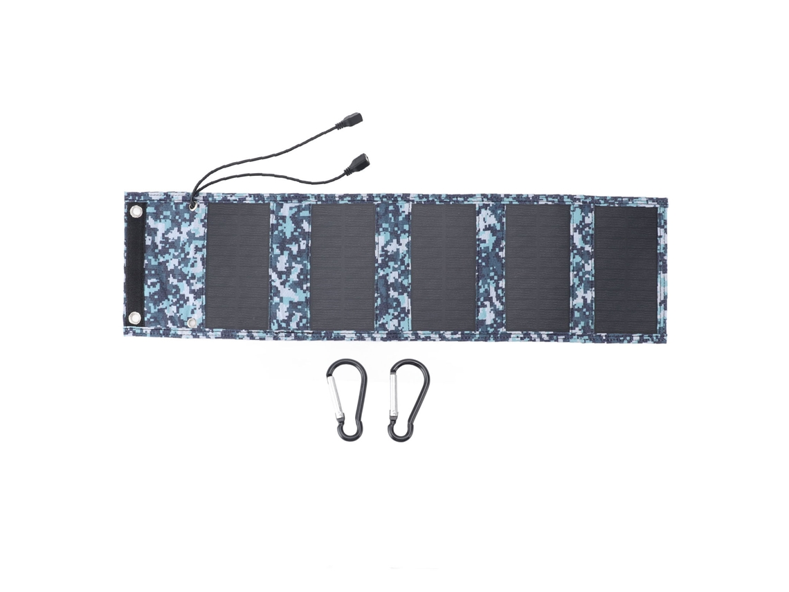 Painel Solar Monocristalino 12w Plegável 5v Usb Duplo Portátil Para Camping, Trekking E Pesca