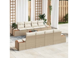 Vidaxl Conjunto De Sofá De Jardim 9 Unid. Bege Rattan Sintético
