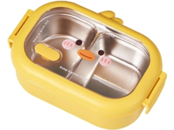 Lancheira De Aço Inoxidável 950ml Com Compartimentos E Tampa, Ideal Para Escritório E Piquenique