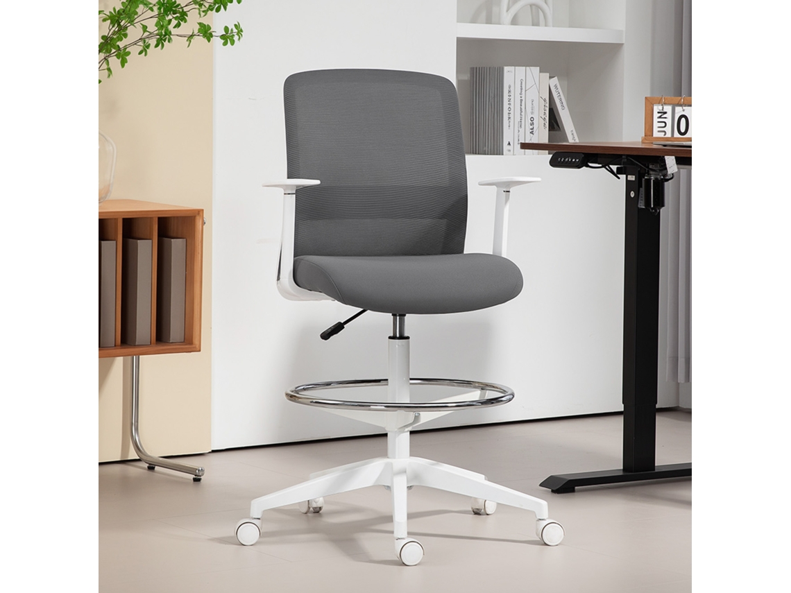 Desk Chair Swivel Rolling Mesh Back Foam Cushion Gray