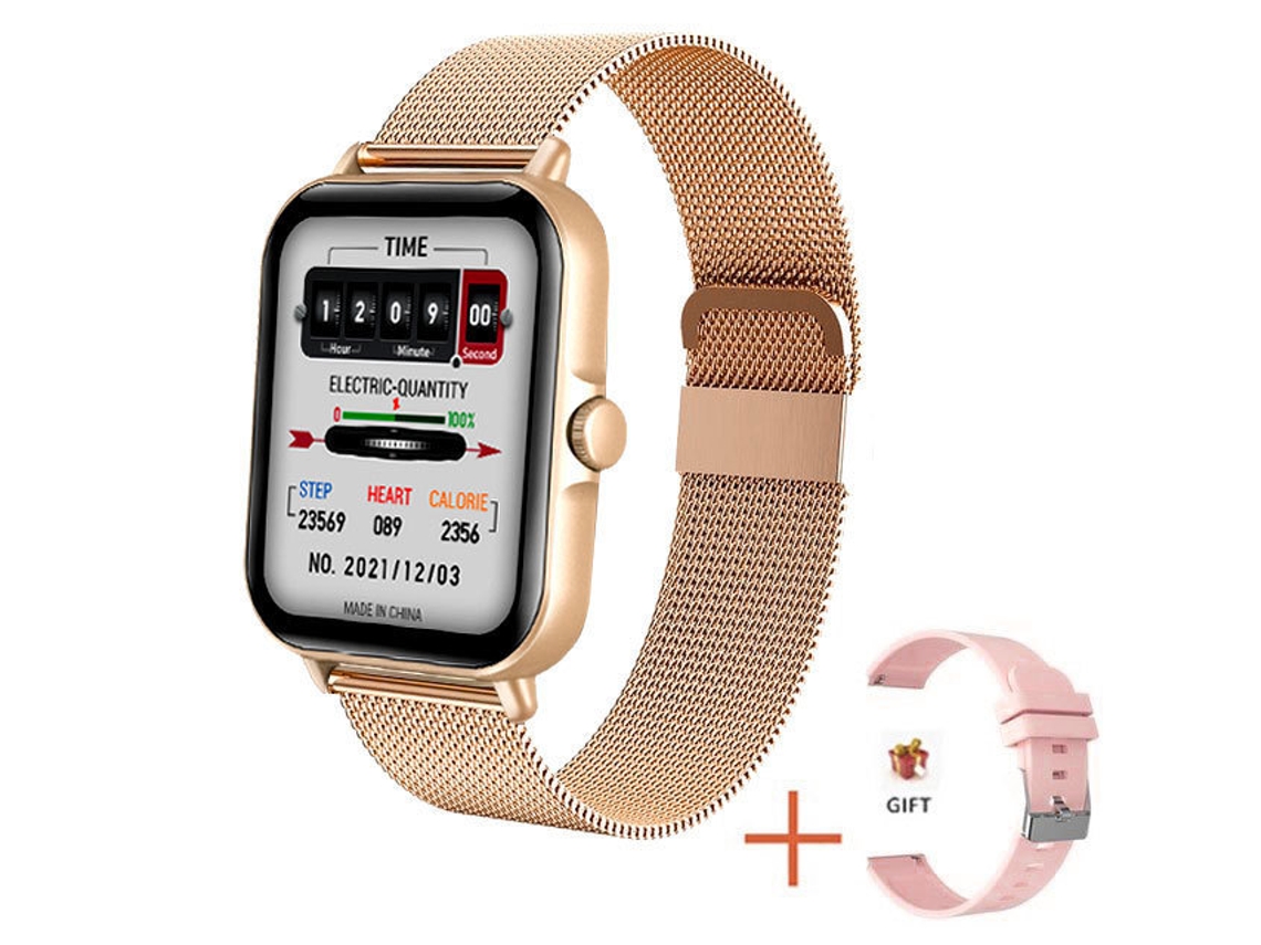 SHAH ARPAN L21 Relógio Inteligente 1.69 Oxigênio no Sangue Pressão Arterial Frequência Cardíaca Música Terceira Geração Milão Aço Dourado