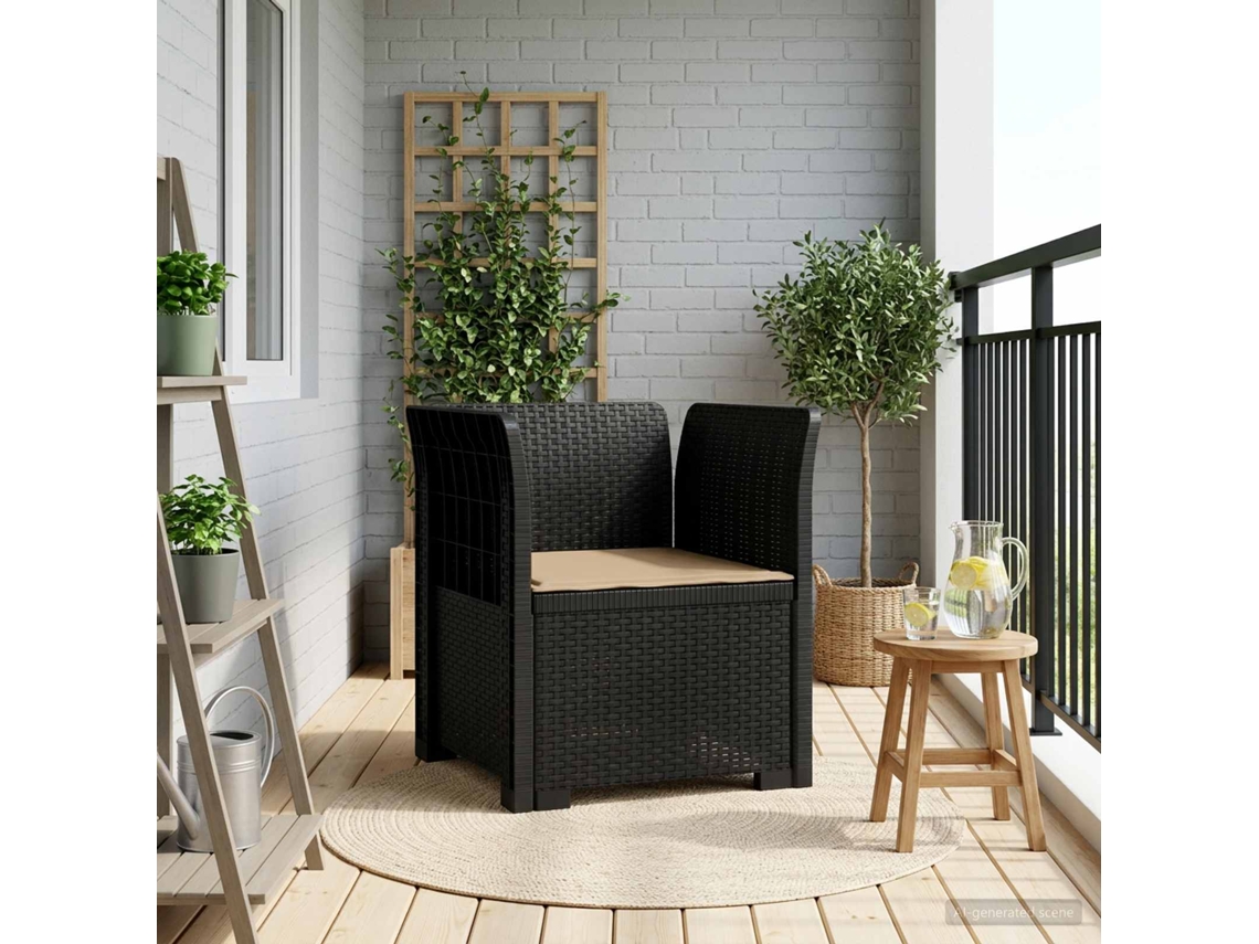 Vidaxl Poltrona 1 Lugar Com Almofada Look Rattan Pp Antracite