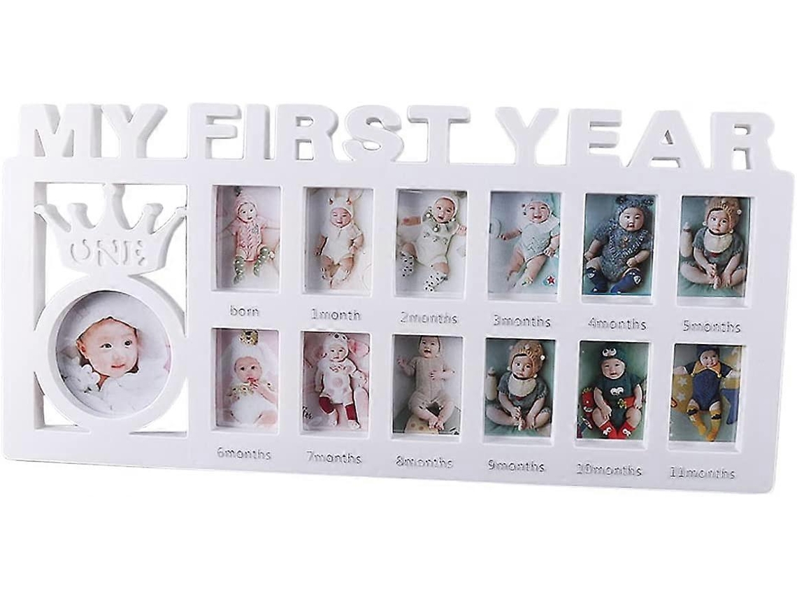 Rebe quadro de Fotos para Bebê Primeiro Ano 13 Fotos Colagem Presente Batismo Decoração Menino Menina