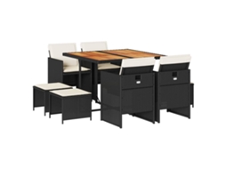 Garden Dining Set, Garden Dining Sets Vidaxl Preto Rattan / Vime (n/a)