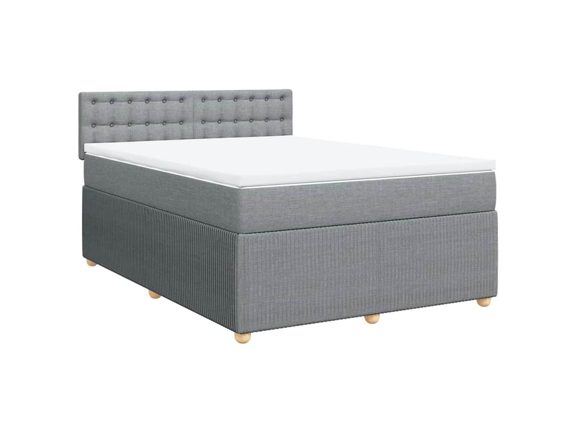 Cama com Molas/Colchão 160x200 Cm em Tecido Cinzento Claro MAISON EXCLUSIVE
