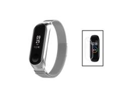 Kit Bracelete Milanese Loop Fecho Magnético + Película de Gel Full Cover para Xiaomi Mi Band 7 Cinza / Transparente