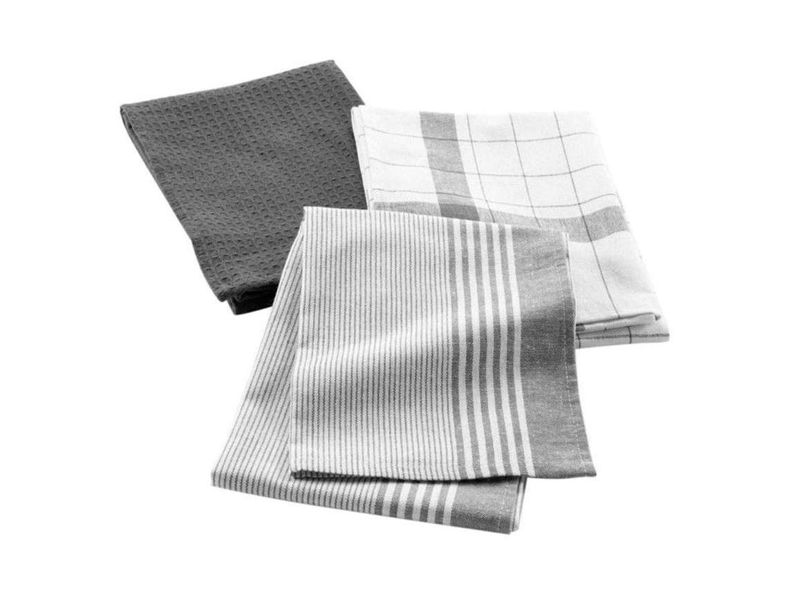 Conjunto De 3 Panos De Cozinha "vibrato" 50x70cm Antracite