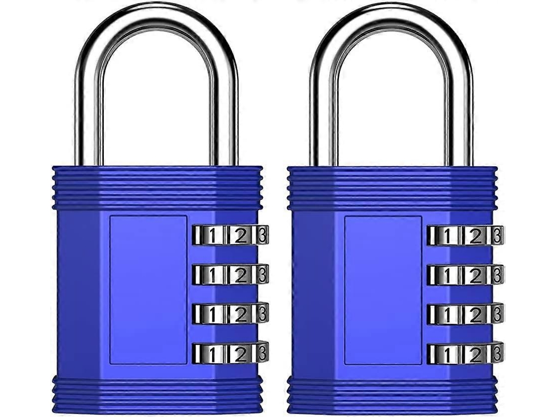 Cerradura de Combinación 2 Unidades, Candado de 4 Dígitos para Ginásio, Escola, Cerca, Porta, Armário (azul) | S/MARCA