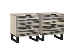 Conjunto 2 Armário De Cabeceira Vidaxl Branco Madeira De Mangueira Maciça (40 X 33 X 46 Cm)