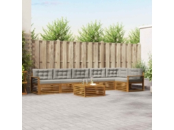 Vidaxl Conjunto De Sofás Para Exterior 7 Unid. Cinza Natural E Claro