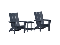 Conjunto 3 Cadeira De Jardim Vidaxl Azul-marinho Polietileno (80,5 X 74,5 X 92 Cm)