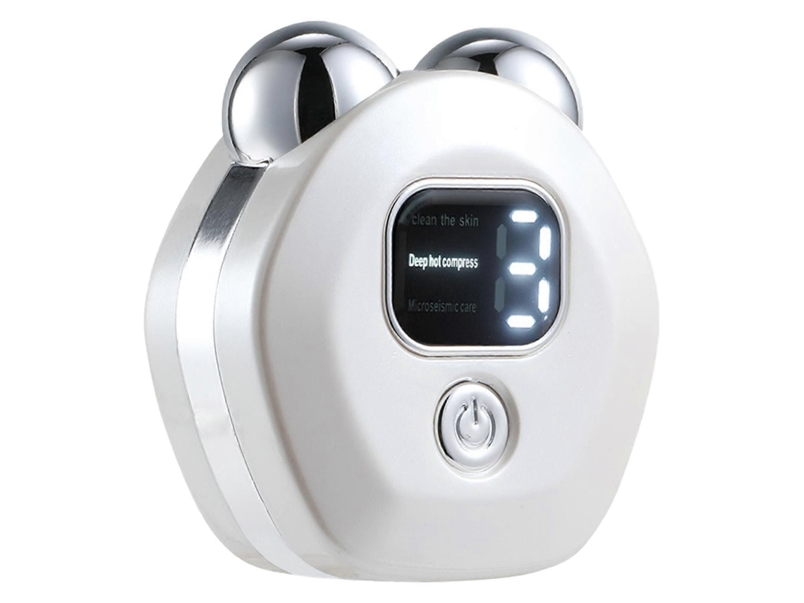 Massageador Facial Portátil e Prático com Bateria Recarregável Função de Aquecimento para Cuidados a Pele. Cor Branca. GOKOCO