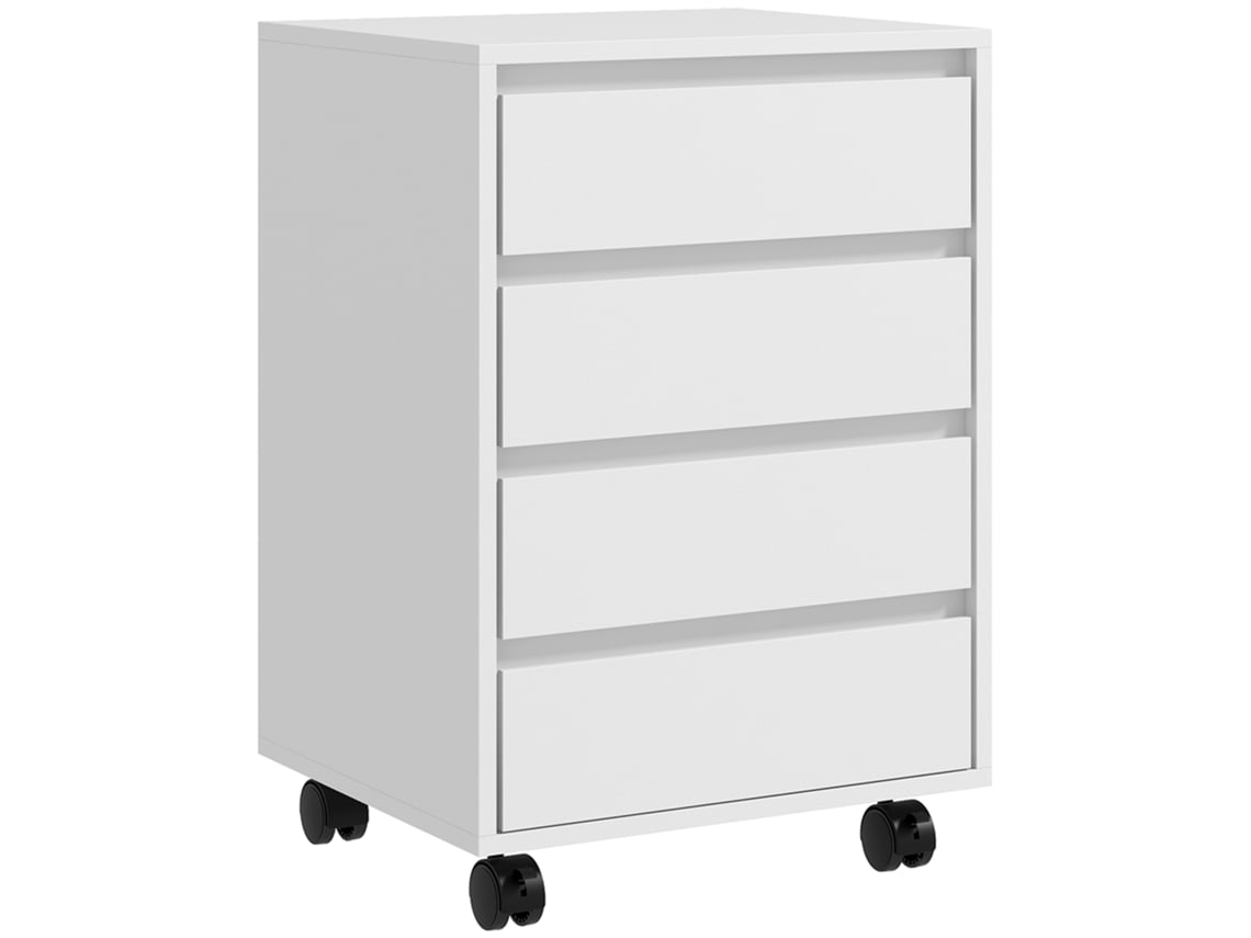 Bloco De Gavetas Para Escritório, Com Rodas, Em Mdf, Cor Branco