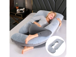 Almofada para Grávidas, Travesseiro para Apoio Abdominal e Cervical, Item Essencial para Maternidade SPQMENT (65x90x175cm cinza e Preto)