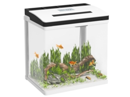 Aquário de Vidro 13l Pequeno Aquário com Sistema de Filtro, Iluminação Led, Bomba de Água 29x20x30,5 Cm Branco Ge
