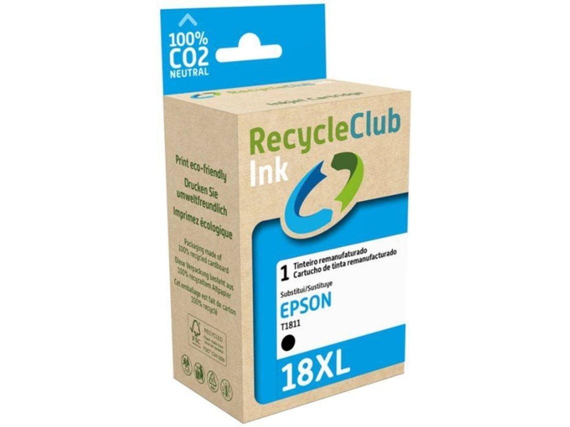 Tinteiro RECYCLECLUB EPSON 18 XL - T1811 - Preto (Outlet Caixa Aberta)