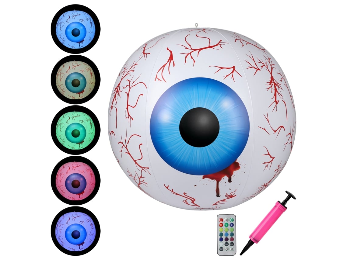 Abóbora com Olhos Led para Halloween, com Botão e Inflador LAXISCREED