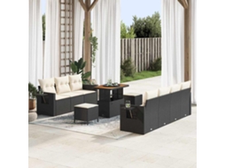 Vidaxl Conjunto De Sofá De Jardim 10 Unid. Preto Vime Pe