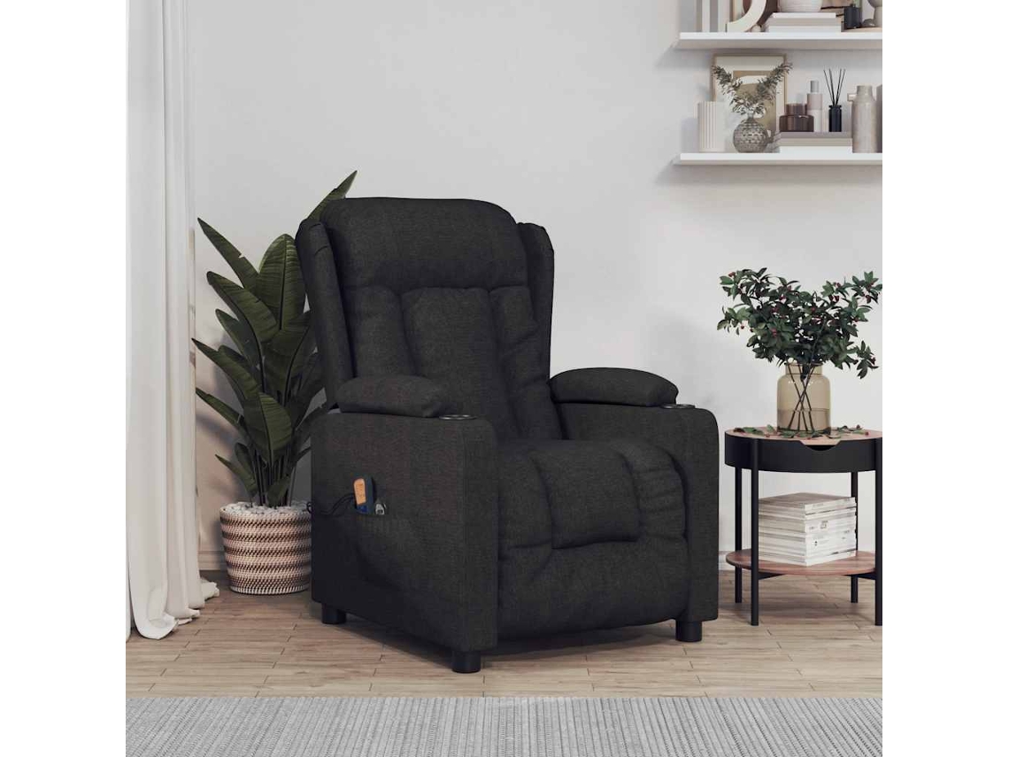 Vidaxl Poltrona De Massagens Elétrica Tecido Preto