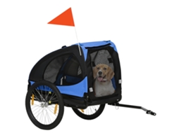 Trailer para Cães, Trailer Dobrável para Bicicleta para Cães, Resistente À Água, Oxford Tecido, Aço, 140 X 71 X 83 Cm, Azul pt