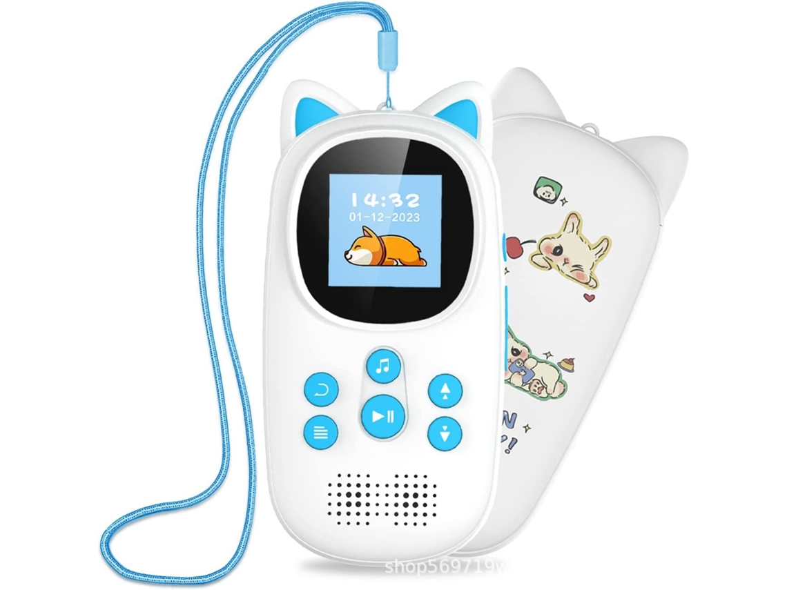 Leitor De Mp3 Portátil Para Criança Com Bluetooth, Mp4 Externo, 1,44 Polegadas Azul Sfushos