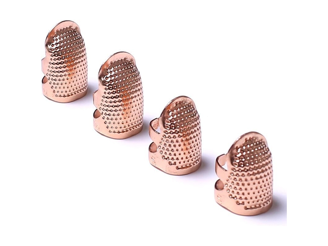 4 Dedales de Costura de Metal Dourado Rosa, Proteção de Dedos Ajustável para Costura a Mão, Tallas S e M | S/MARCA