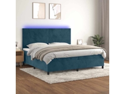 Vidaxl Cama Box Spring C/ Colchão/led 200x200 Cm Veludo Azul-escuro