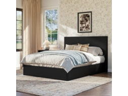 Cama Canelado Hidráulico Ripas Madeira Preta 160x200