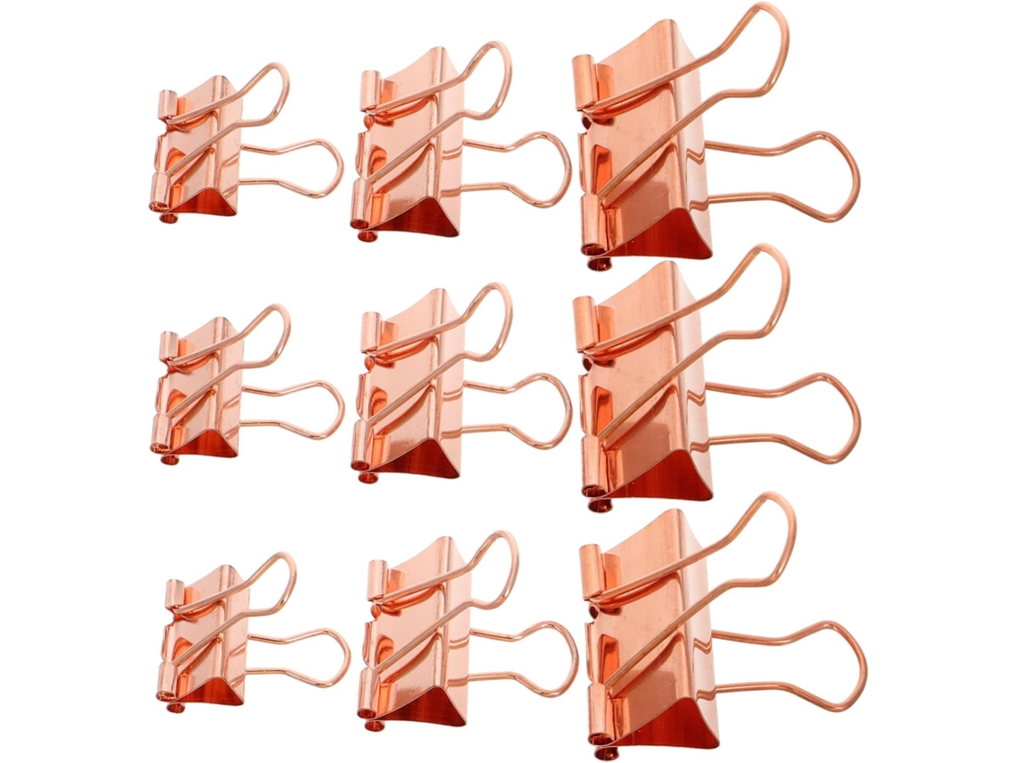 Conjunto de 112 Clipes para Pasta Metálica, Cor Ouro Rosa