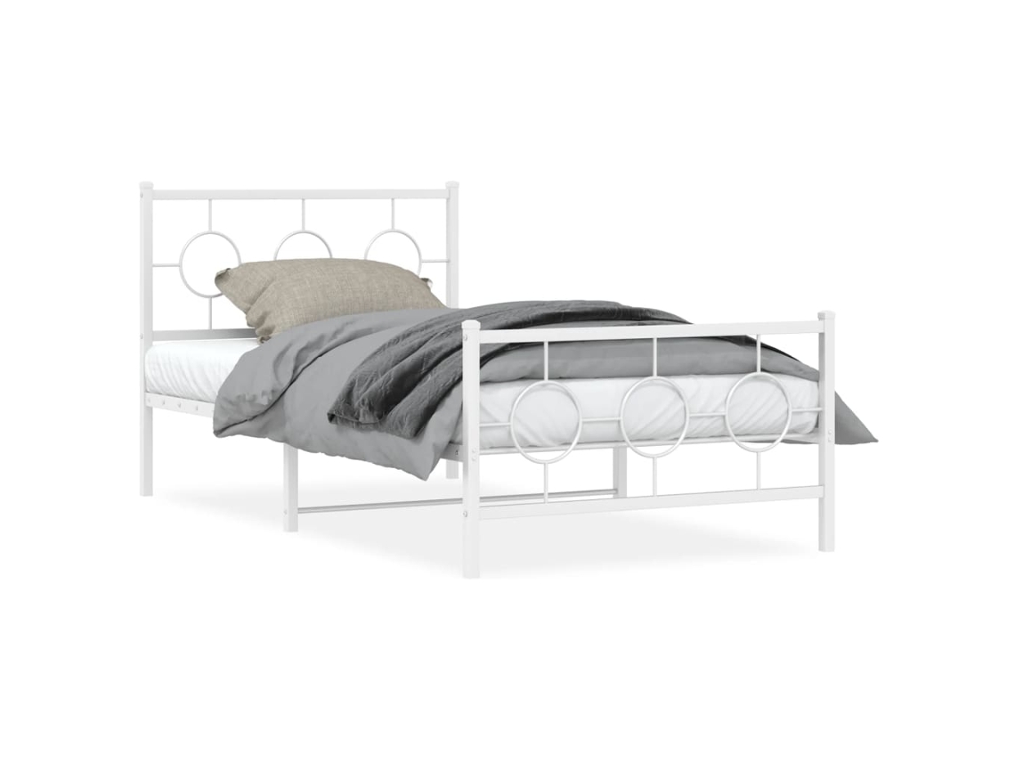 Cama com Cabeceira e Pés VIDAXL Metal Branco (100x200cm)
