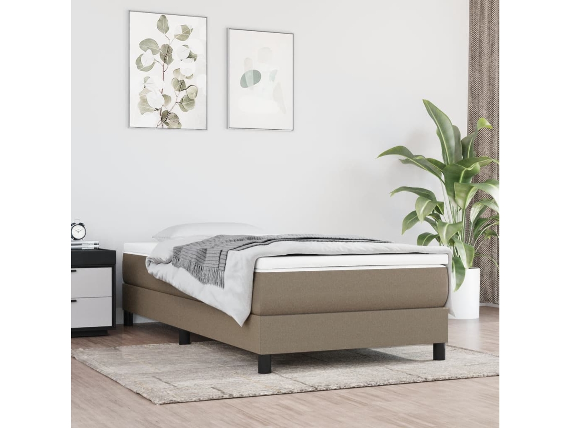 Vidaxl Cama Com Molas/colchão 90x200 Cm Tecido Castanho-acinzentado