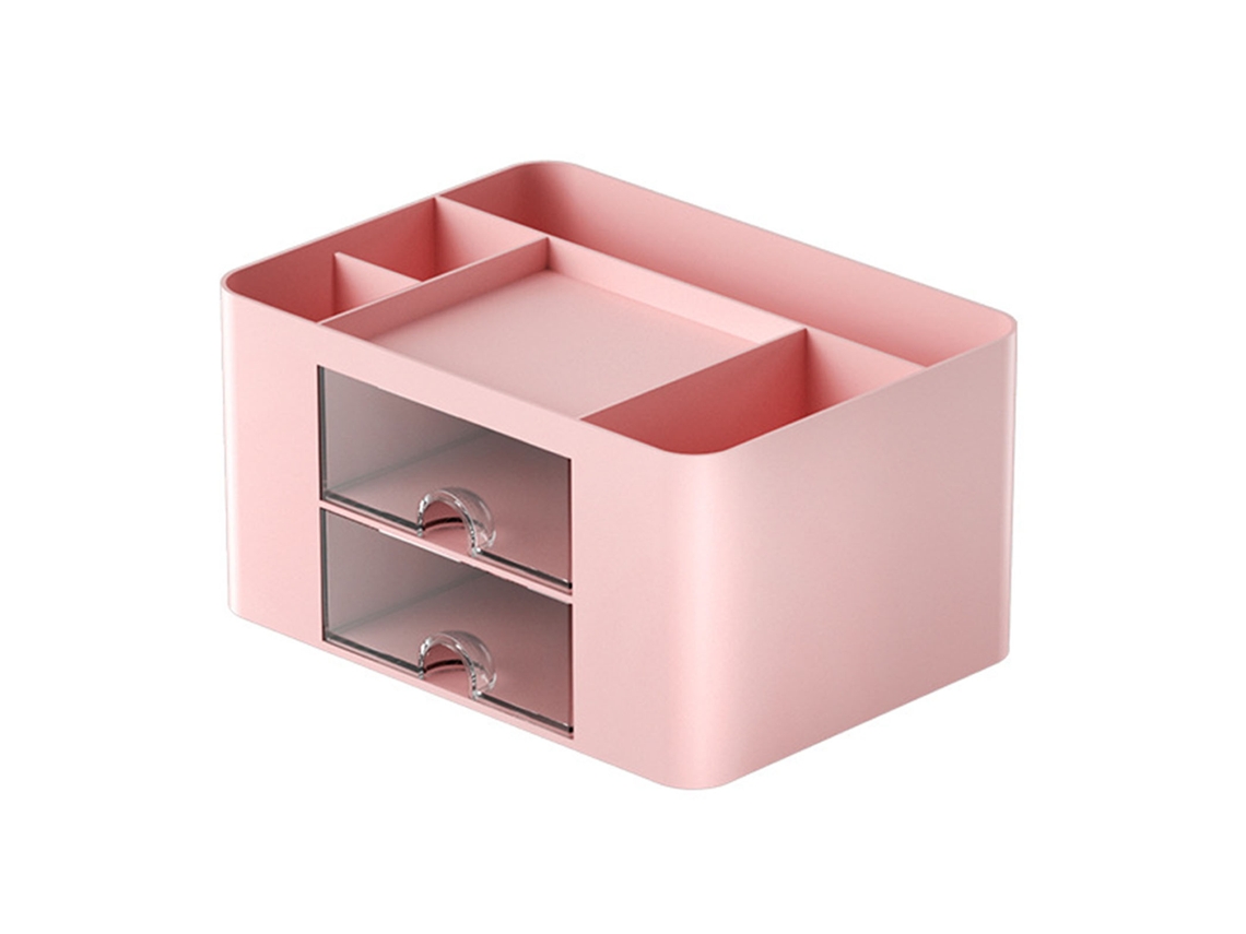 Caixa de Armazenamento para Mesa com Gaveta Grande Rosa | S/MARCA