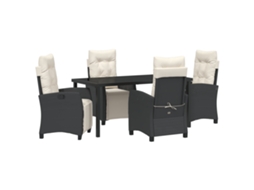 Conjunto 5 De Jantar De Jardim Vidaxl Preto Vime Poliéster