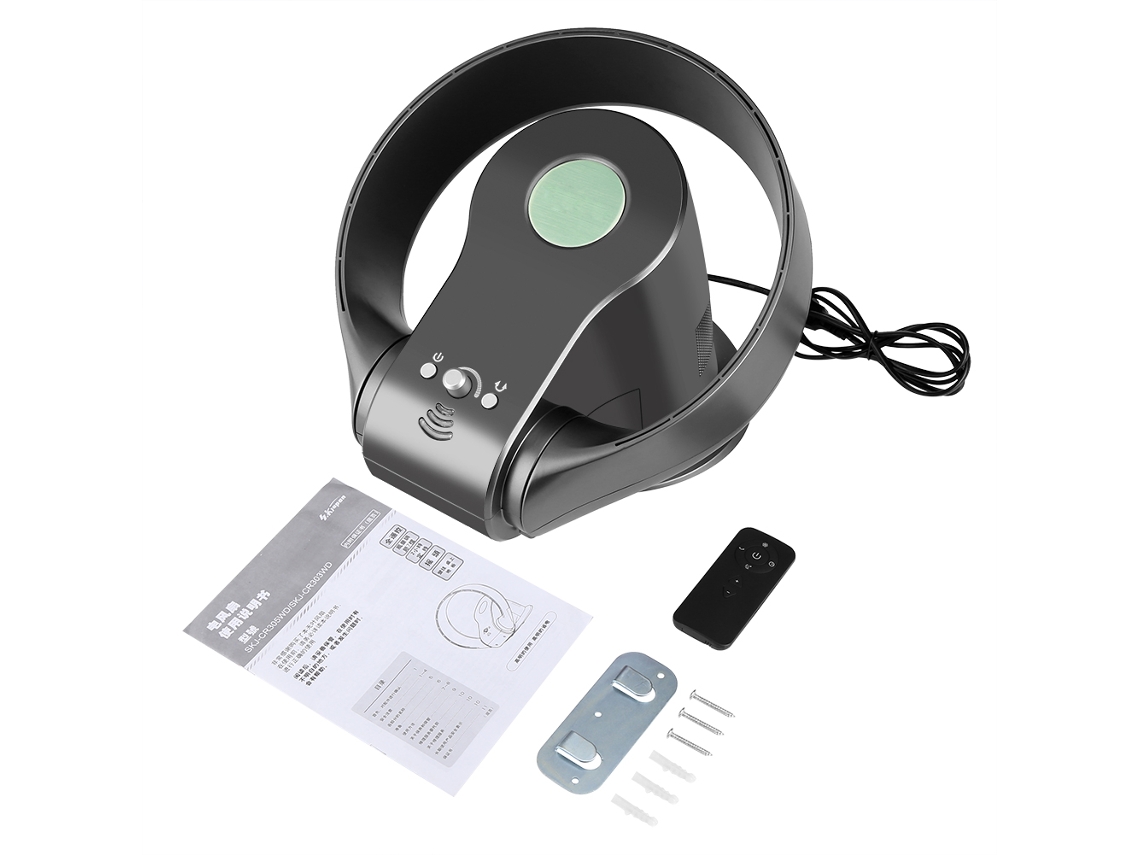 Ventilador Elétrico Doméstico Laxiscreed Sem Lâminas, Silencioso, Multifuncional, De Parede Ou Mesa Com Controlo Remoto