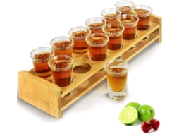 Conjunto De 12 Copos De Shot De 30 Ml/10 Oz Com Suporte, Base Reta E Vidro Transparente Para Festas, Baladas, Bares E Drinks