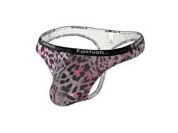 Caleçon Homem Sexy T-back G-string Thongs Pele De Leopardo Material Ester Rosa L